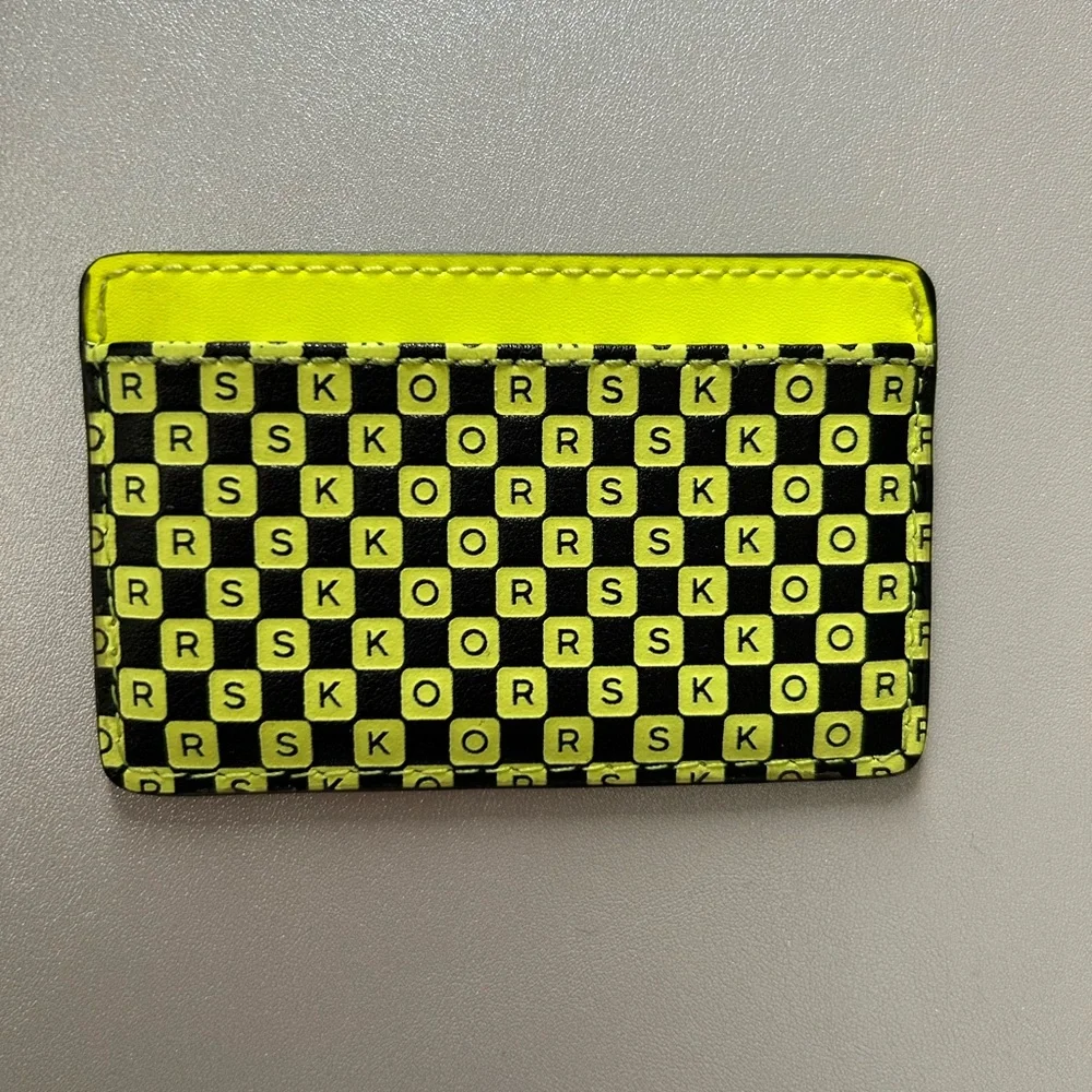Michael Kors Neon Yellow and Black Card Holder - Picture 2 of 2